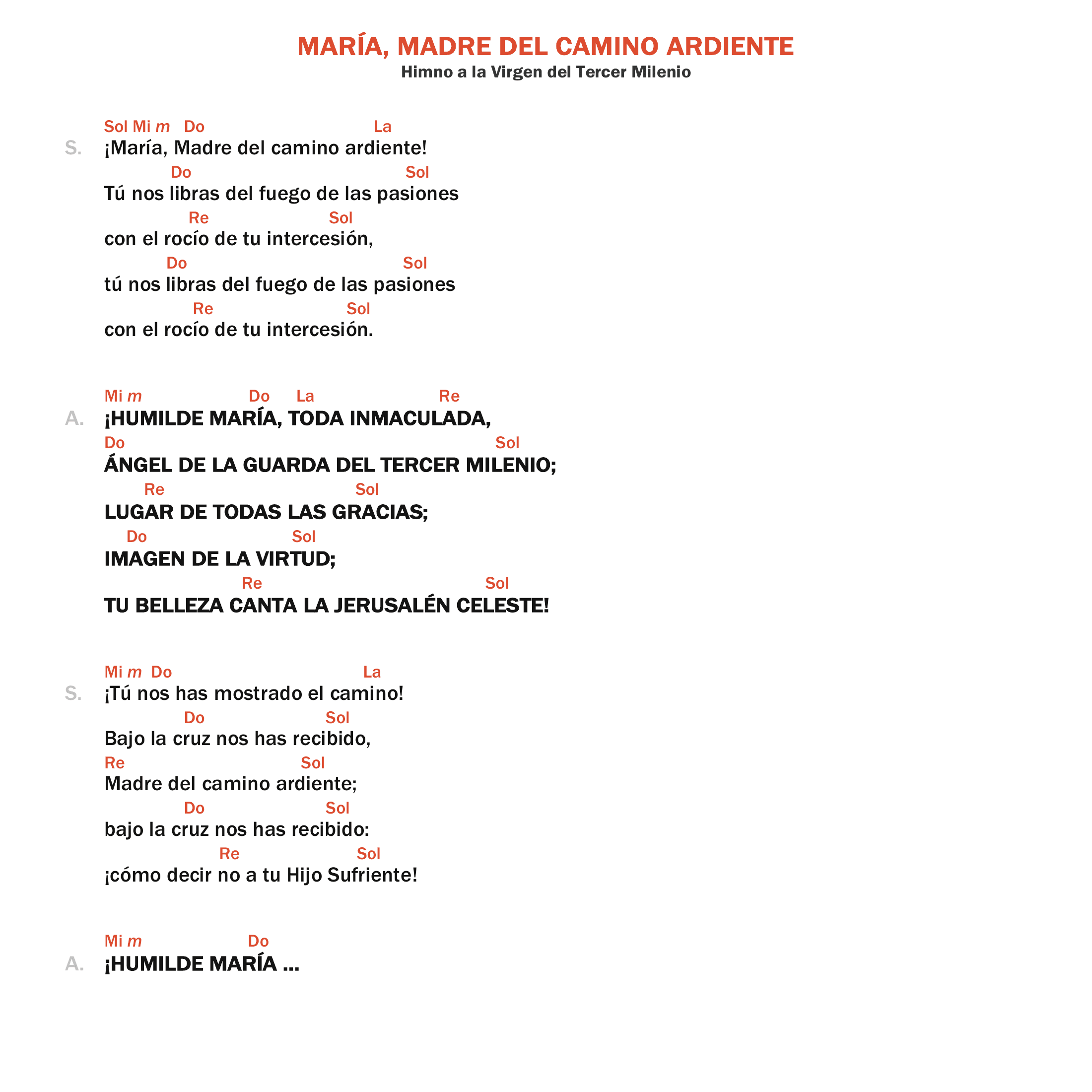 María, Madre del camino ardiente