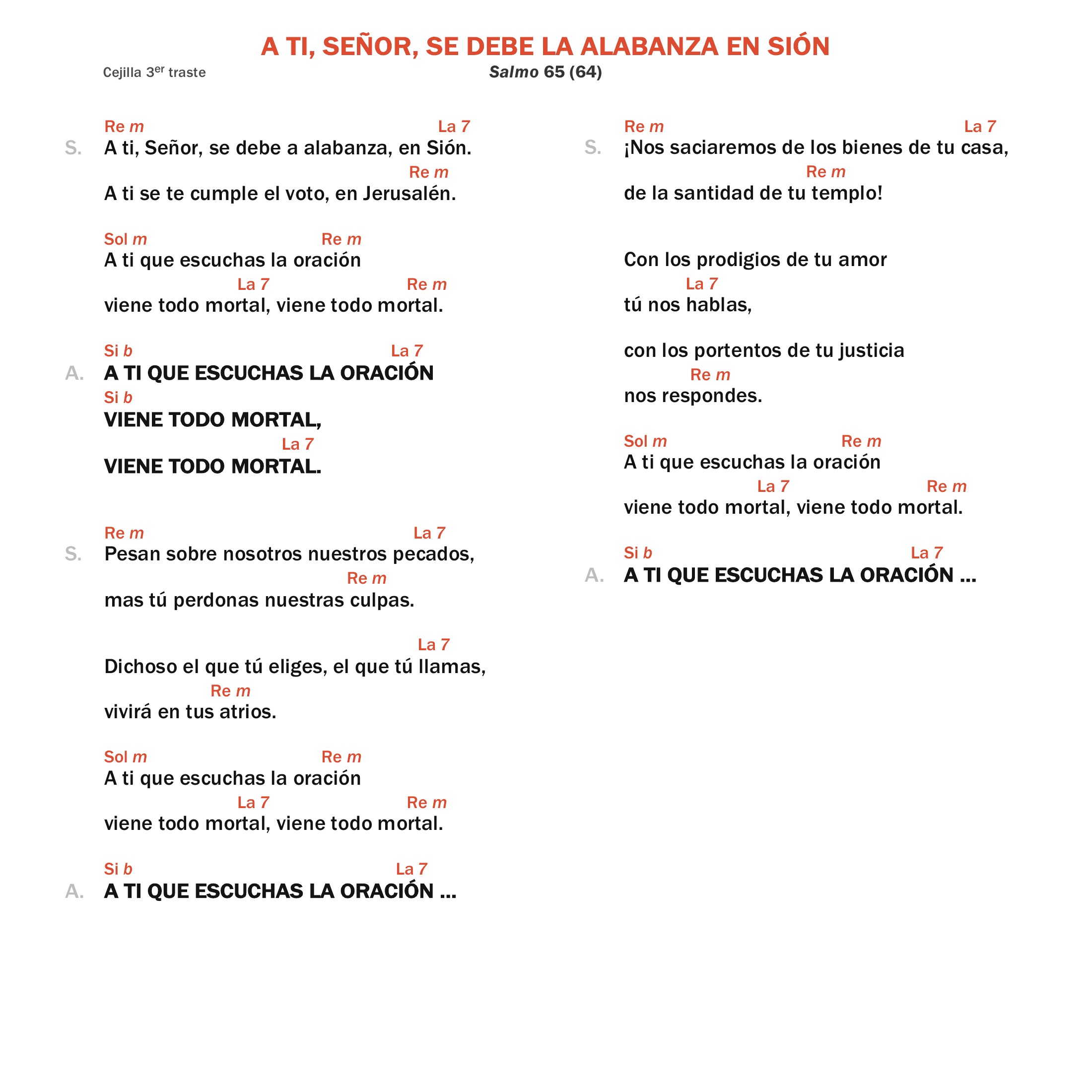 A ti, Señor, se debe la alabanza en Sión