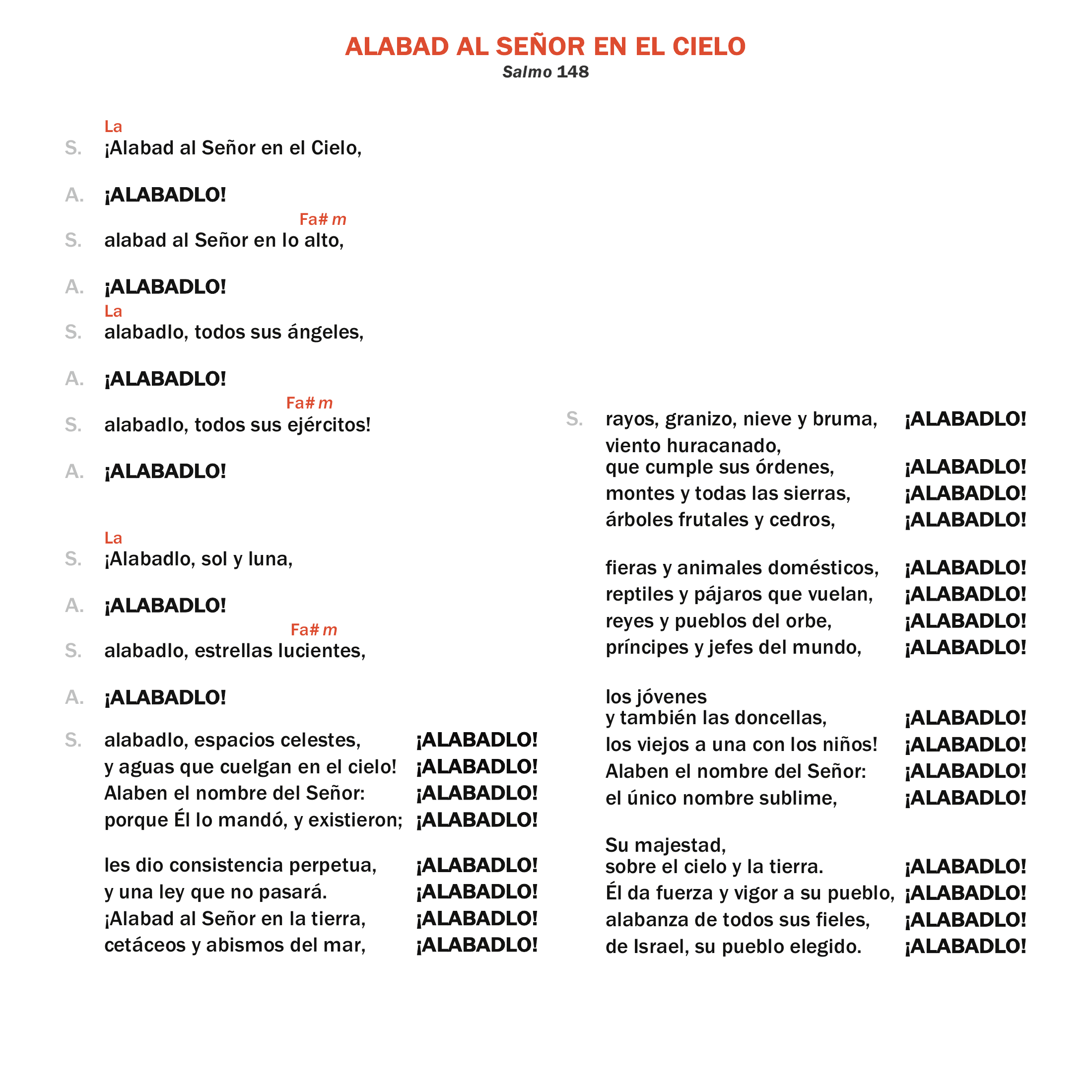 Alabad al Señor en el cielo