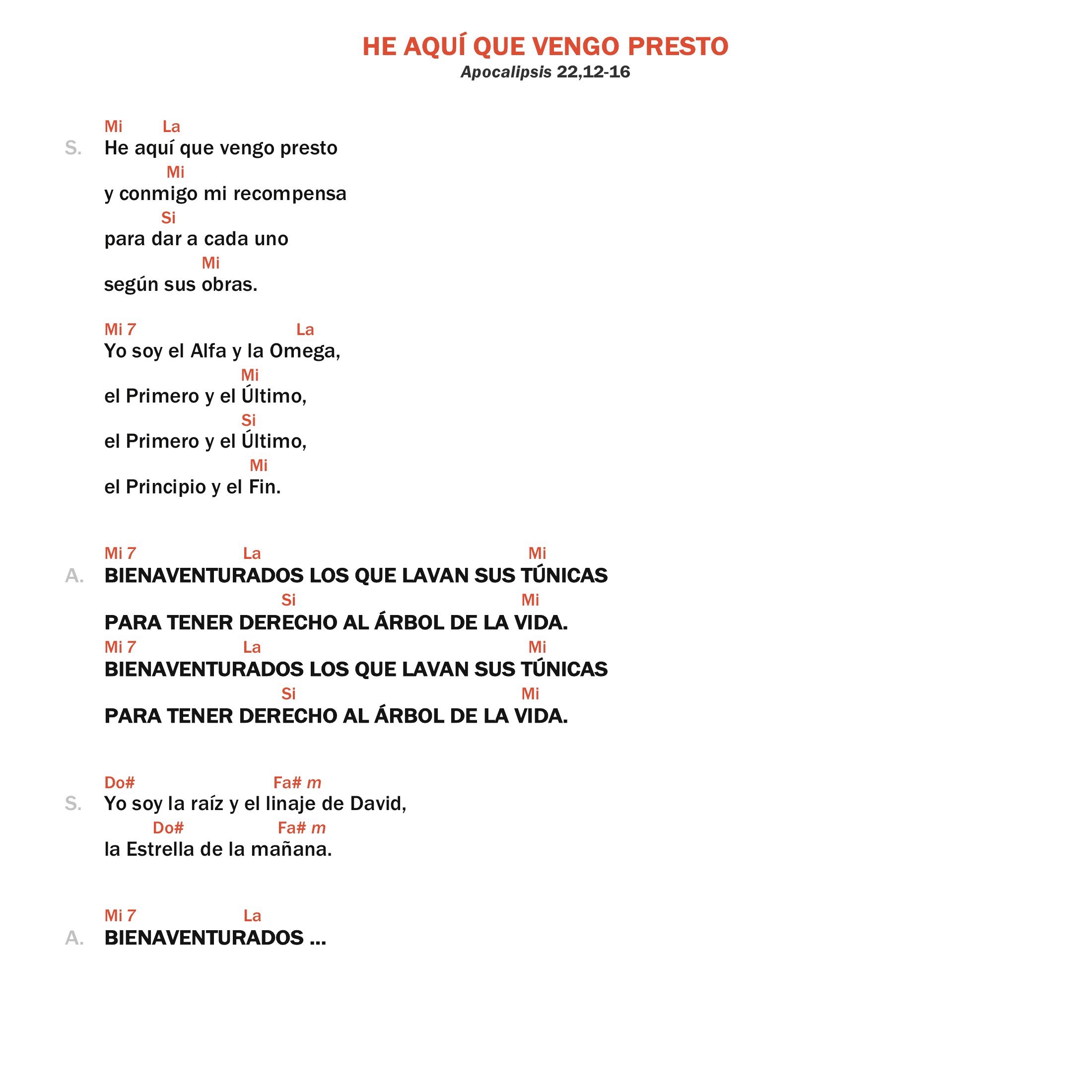 He aquí que vengo presto