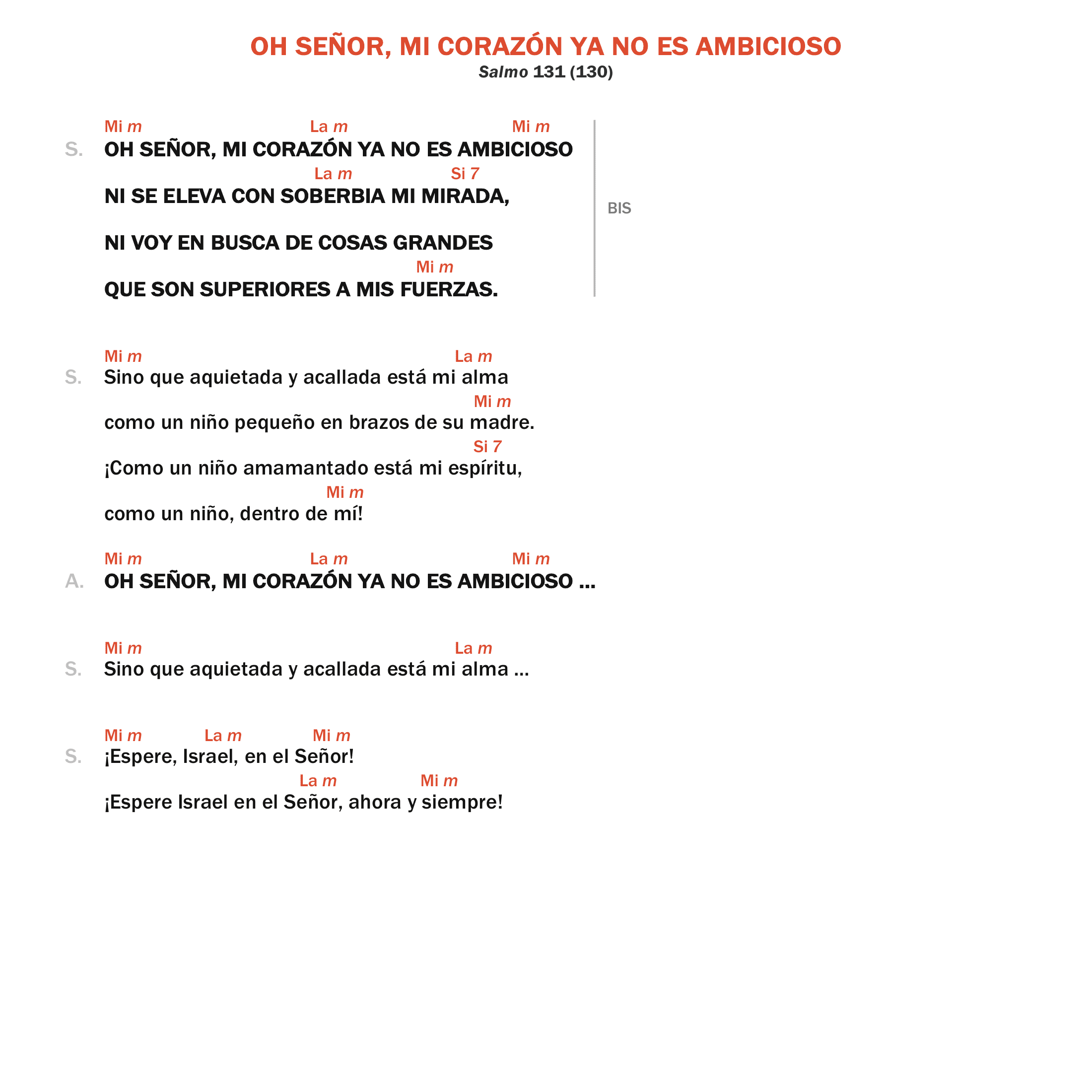 Oh Señor, mi corazón ya no es ambicioso